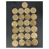 (25) president one dollar coins