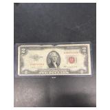 Red seal two dollar bill