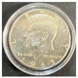 1965 silver Kennedy half dollar