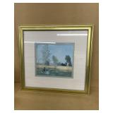 Watercolor of girls sitting in field