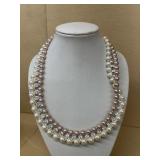 Pearl pink beaded necklace