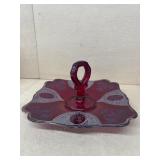 Cranberry glass server