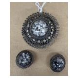 Austria brooch, and earrings