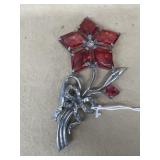 Sterling with gold plating, large brooch, no