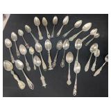 (27) sterling silver  souvenir spoons