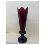 Cranberry glass vase
