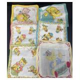 Vintage pig, elephant, bear kittens handkerchief