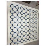 Blue white triangle quilt 6' x 6'