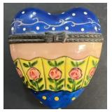 Heart shaped porcelain jewelry box
