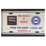 DELCO REMY UAW Anderson, Indiana license plate