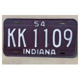 1954 Indiana license plate
