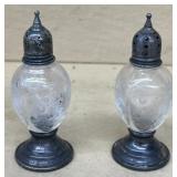 Sterling, silver weighted salt and pepper shakers