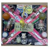 Real diamond ring, keychain toy display vintage