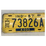 1957 Indiana license plate