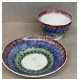 ADAMS 'rainbow' spatter handleless cup and bowl