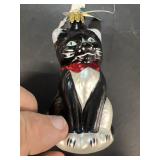 Germany, black cat glass Christmas ornament