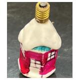 Snow covered house vintage Christmas lightbulb