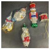 Clown bears vintage glass Christmas ornaments