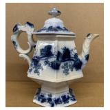 Antique English flow, blue teapot