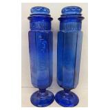 (2) Cobalt AUNT JANES CANDY Jars