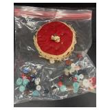 Vintage pin cushion and buttons