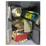 Tote  of miscellaneous nails, hardware, travel,