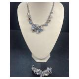 Colorful stone necklace, and brooch