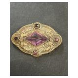 Antique amethyst brooch