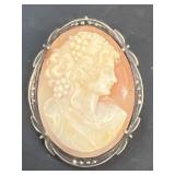 Cameo brooch, silver marked 800