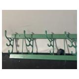 Antique wall mount coat rack green painted