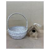 Basket and birdhouse