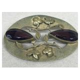 Antique brooch, purple stones