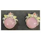 Pink stone vintage earrings