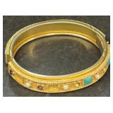 Decorative bracelet, purple green white stones