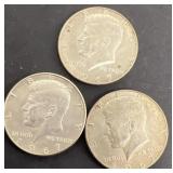 (3) 1967 silver Kennedy half dollars