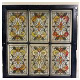 Antique leaded stained-glass window with six panel