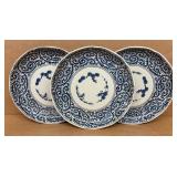 Three (3) Japanese, blue and white porcelain