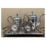 Vintage five-piece silver plated tea set with