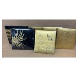 Japanese lacquer box lids with raised floral