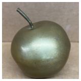 Brass apple with stem, 3 inches in height.