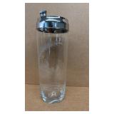 Mid-Century etched glass, cocktail shaker with