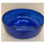 Blue, hand blown, glass bowl, 6.375 diameter and