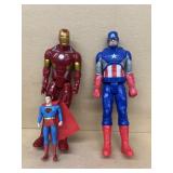 Captain America, Iron Man, Superman action figures
