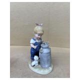 Denim days with little girl milk can