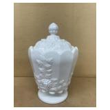 Milk, glass, grape pattern, candy dish