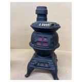 Ezra Brooks, potbelly, stove, liquor decanter