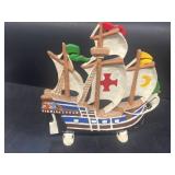 Cast-iron pirate ship doorstop