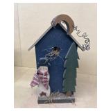Birdhouse with snowman and Christmas tree