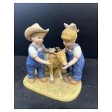 Denim days, figure boy, and girl with cow