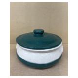 Pottery serving dish with lid